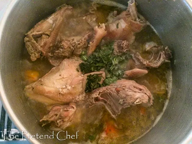chicken pepper soup boiling in a pot