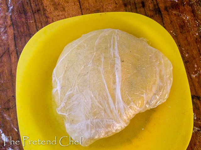 dough for Coxinha, Brazilian chicken fritters wrapped