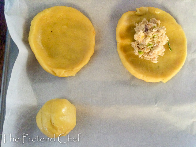 dough for Coxinha, Brazilian chicken fritters rolled and filled