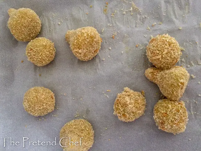 moulded and coated Coxinha, Brazilian chicken fritters