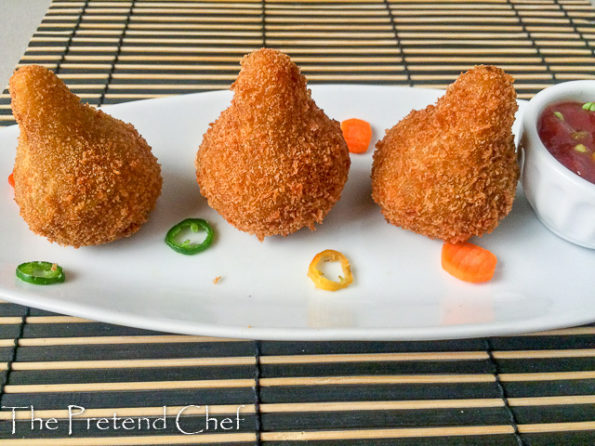 Crispy and elegant Coxinha, Brazilian chicken fritters