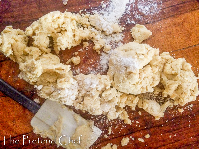 Easy pie dough kneaded on a table