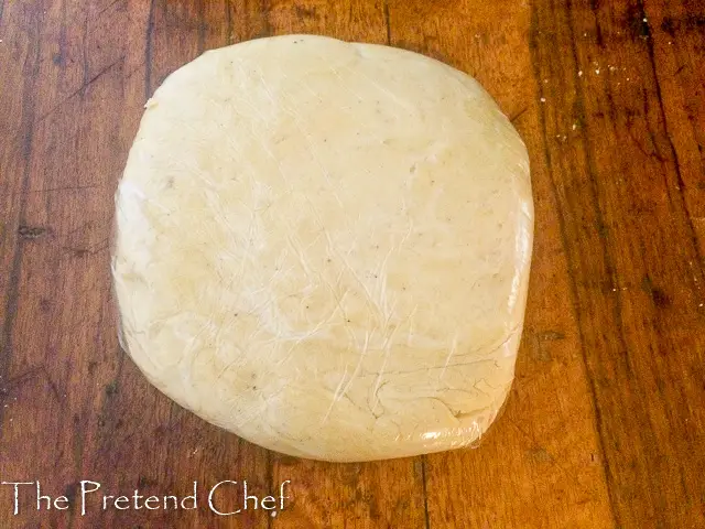 soft, tender and supple Easy pie dough in cling film