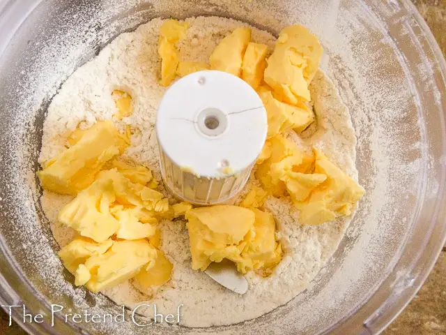 frozen butter with flour in food processor for Easy pie dough