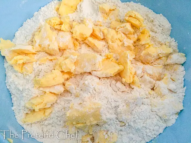 butter and flour for Easy pie dough