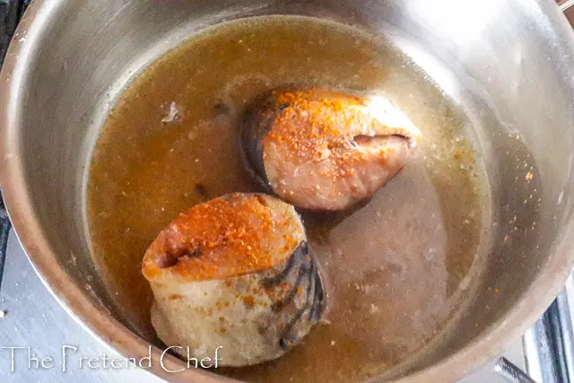 raw fish in a pot for Nigerian fish pie