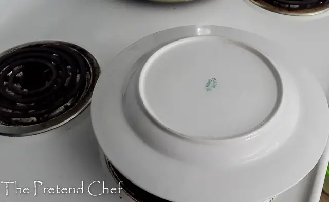 plate over frying pan to flip easy spanish omelette