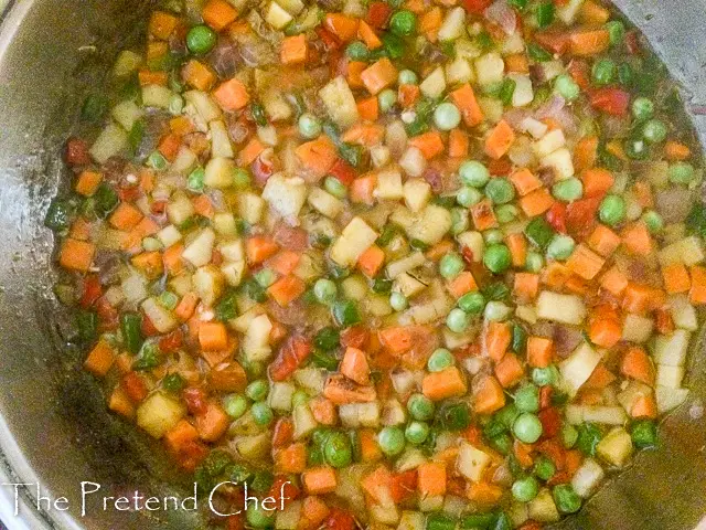 vegetables cooking for Nigerian vegetable pie