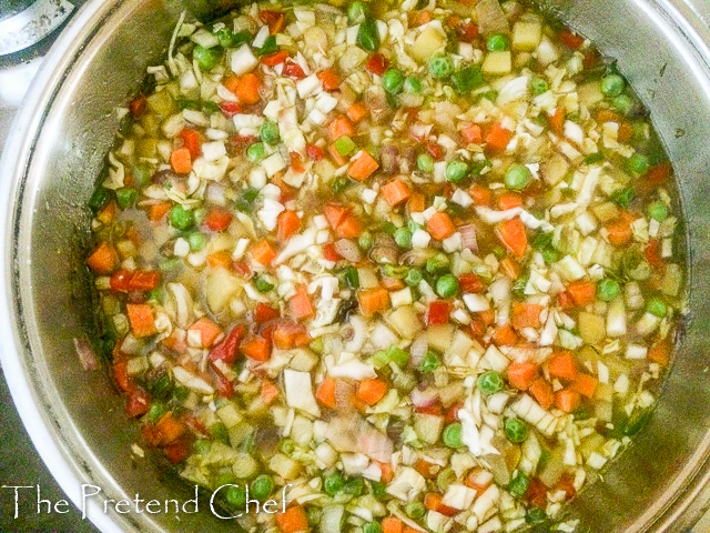 vegetables cooking for Nigerian vegetable pie