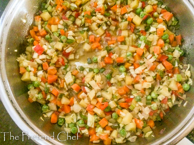 vegetables cooking for Nigerian vegetable pie