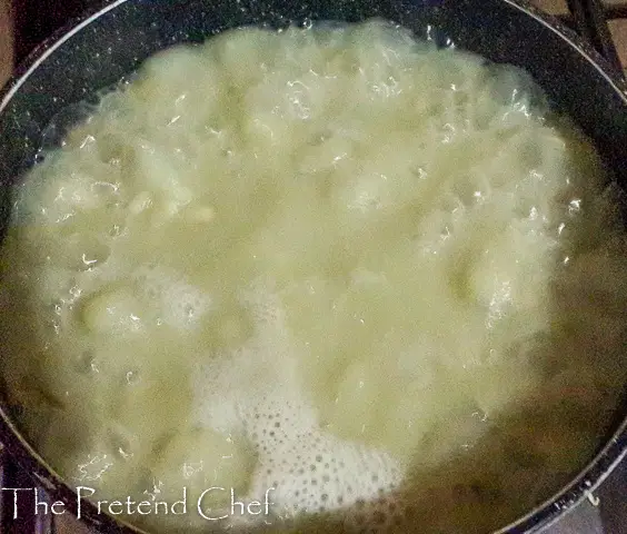 African breadfruit boiling in a pot