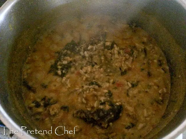 African breadfruit pottage cooking in a pot