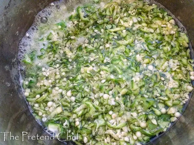 Fresh Plain okro soup boiling in a pot