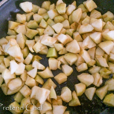 apples frying for easy apple hand pie