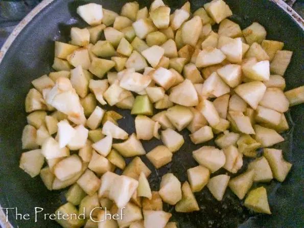 apples frying for easy apple hand pie
