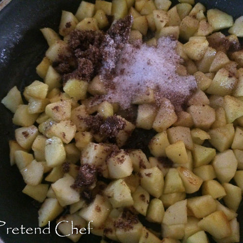 apple and sugar in the saucepan for easy apple hand pie