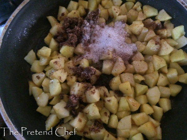 apple and sugar in the saucepan for easy apple hand pie