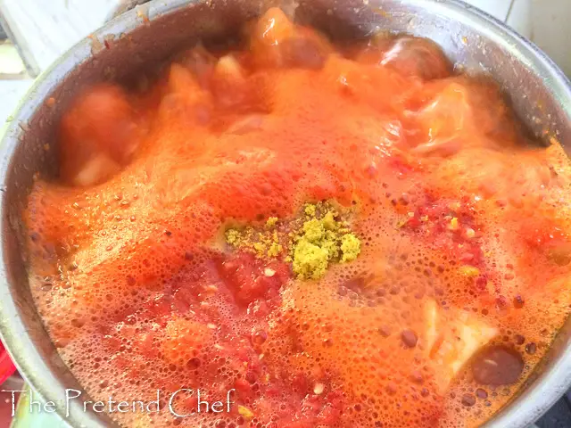 Asaro (mashed yam porridge) boiling in a pot