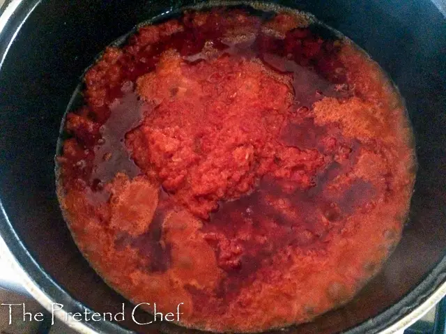 Spicy Cayenne Pepper Stew (Shombo Stew) in a pot