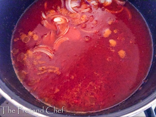 Spicy Cayenne Pepper Stew (Shombo Stew) in a pot