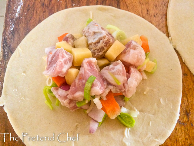 dough circle filled for Nigerian Cornish Pasty