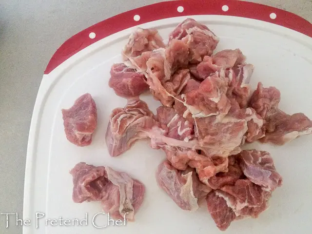 chopped beef for Oto Mboro, Unripe plantain porridge