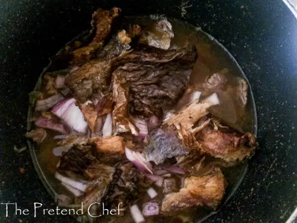 broth for Oto Mboro, Unripe plantain porridge