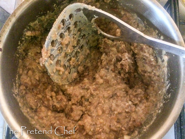 mashed beans in a plate Nigerian Refried beans