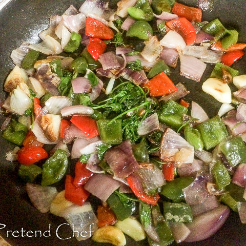 vegetables frying for Simple Sofrito