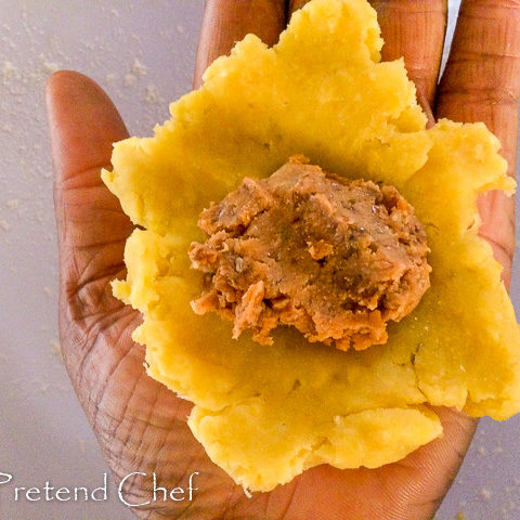 moulding of ripe plantain empanada