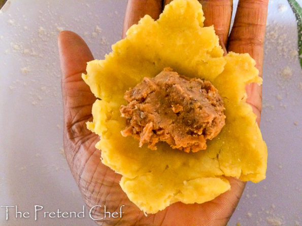 moulding of ripe plantain empanada