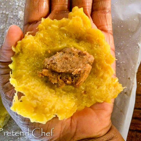 molding ripe plantain empanada