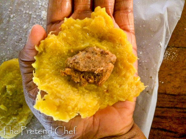 molding ripe plantain empanada