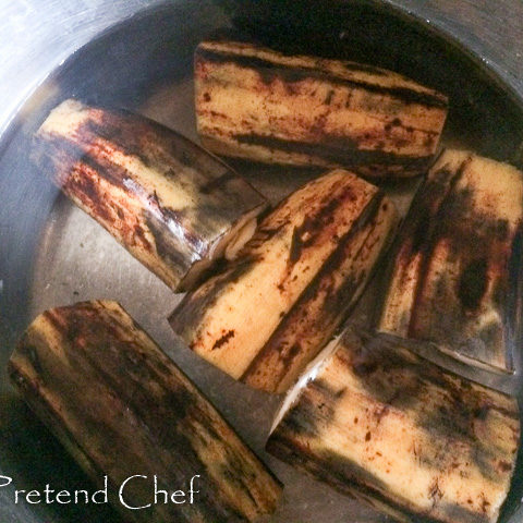 plantain in a pot for ripe plantain empanada