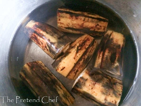 plantain in a pot for ripe plantain empanada