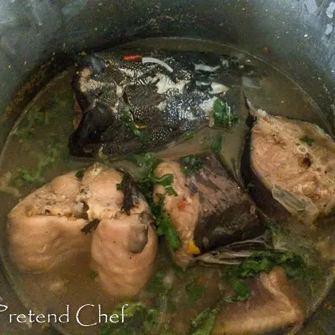 catfish pepper soup (Point and kill) in a pot