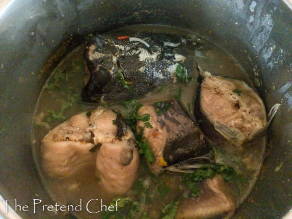 catfish pepper soup (Point and kill) in a pot