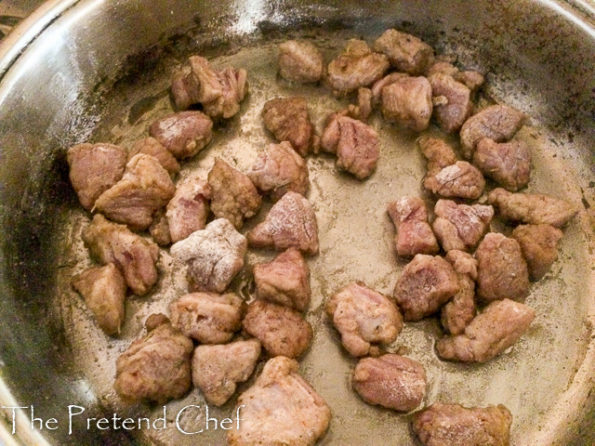 beef frying for steak and kidney pie