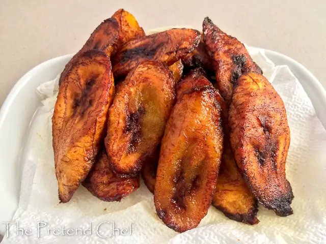 very ripe plantain slices for Fried plantains recipe