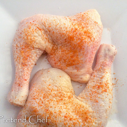 chicken legs sprinkled with chilli pepper