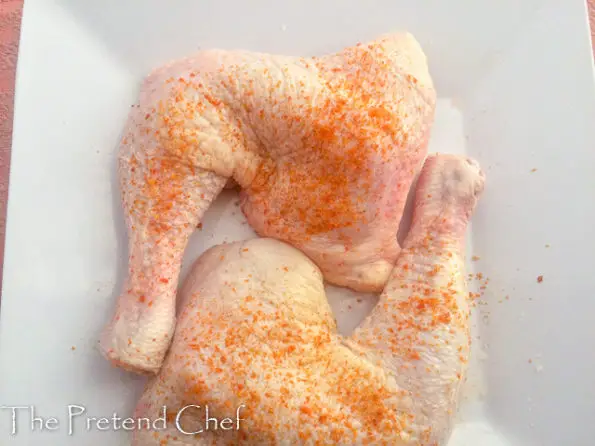 chicken legs sprinkled with chilli pepper