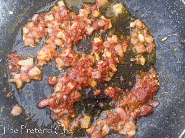 vegetables frying for chicken turmeric sauce