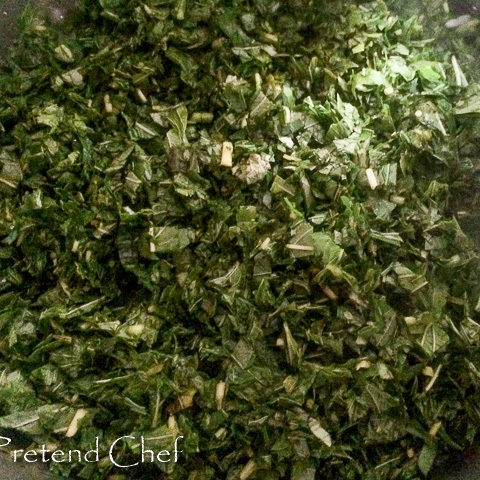 Green leafy vegetable rice in a pot