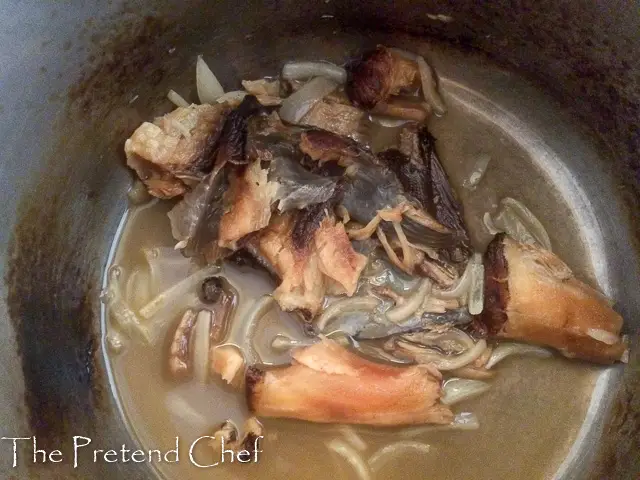 boiled dry fish in a pot