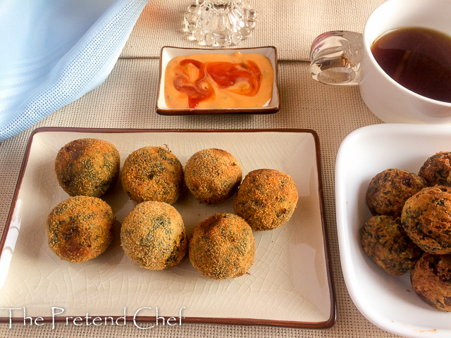 Crispy and light as air uncooked potato green vegetable balls