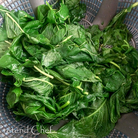 Blanched green amaranth