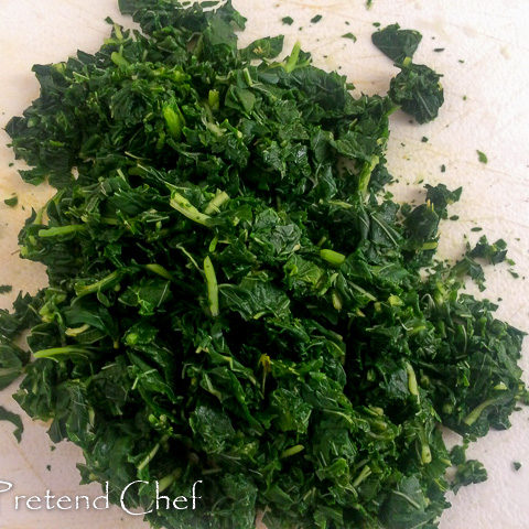 Blanched and chopped green amaranth