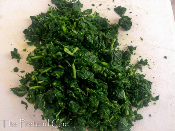 Blanched and chopped green amaranth