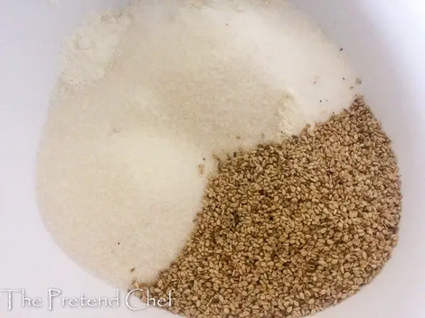 dry ingredients for Sesame seed muffins, Ridi muffins