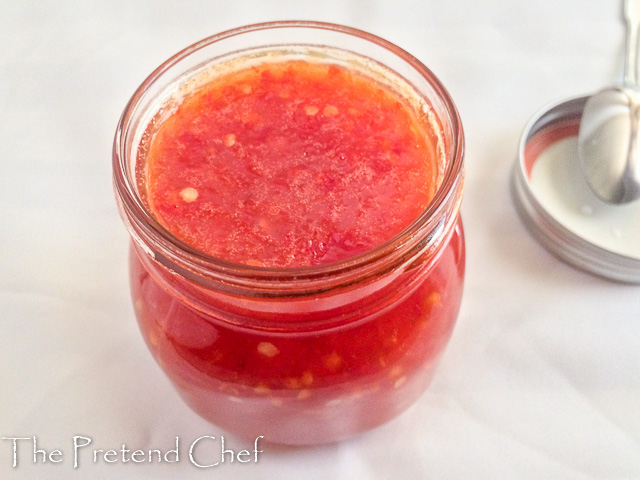 Spicy and sticky sweet chilli pepper sauce